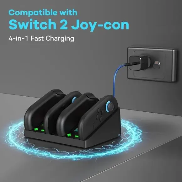 MOOGOLE 4 in 1 Charging Dock Compatible with Nintendo Switch 2 Joycon Controlle - Picture 2 of 6